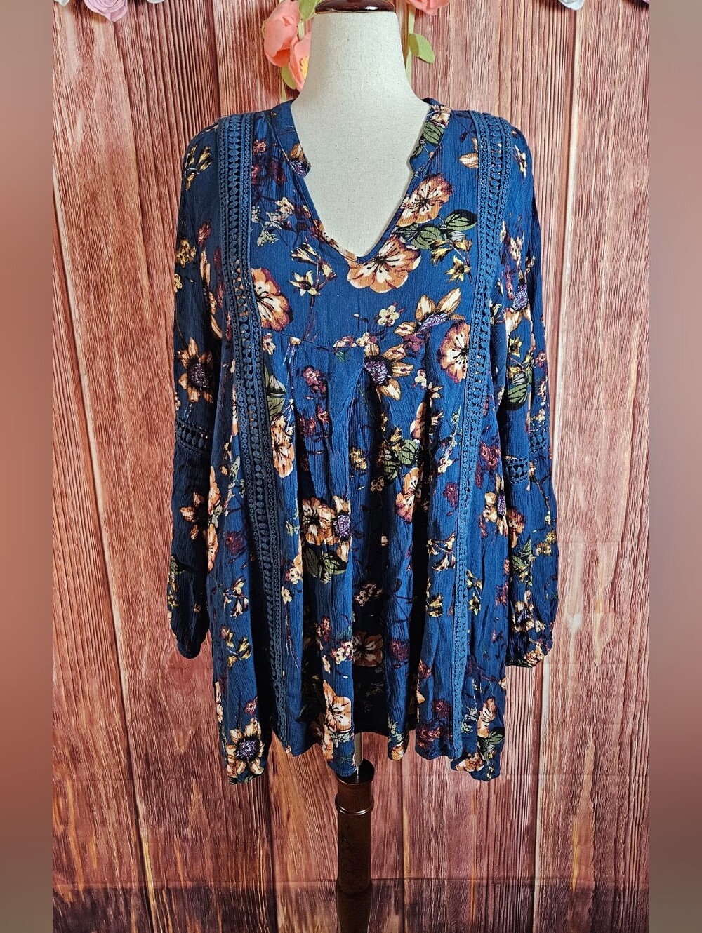 Blu Pepper Hi Low Gauze Tunic Plus Size 2XL